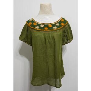 Lucky Brand Women's embroidered blouse sz S boho chic summer festival soft girl